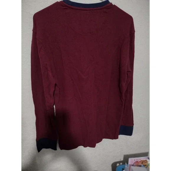 Psycho Bunny Men's sz SM Port Burgundy Tipped Waffle Knit Thermal Lounge T-Shirt - Picture 2 of 4